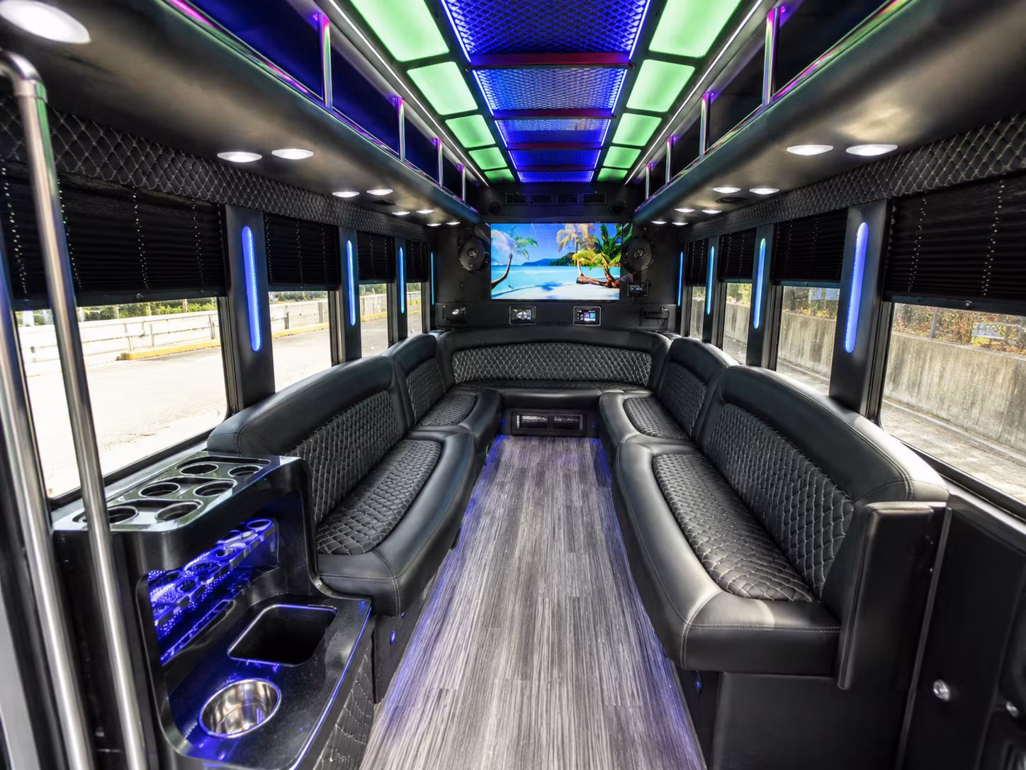mesa 18 passenger party bus inside
