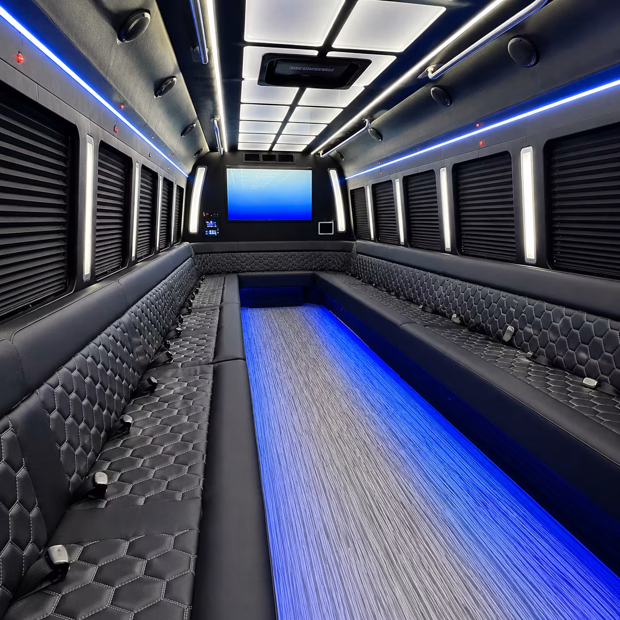 mesa 50 passenger party bus inside